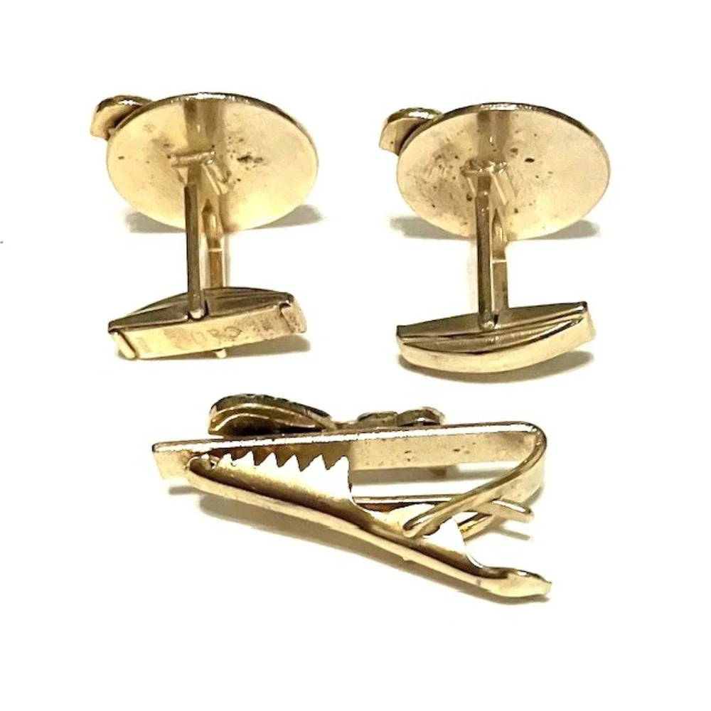 Vintage Cathe Men's Horse Cufflinks and Tie Bar Clasp